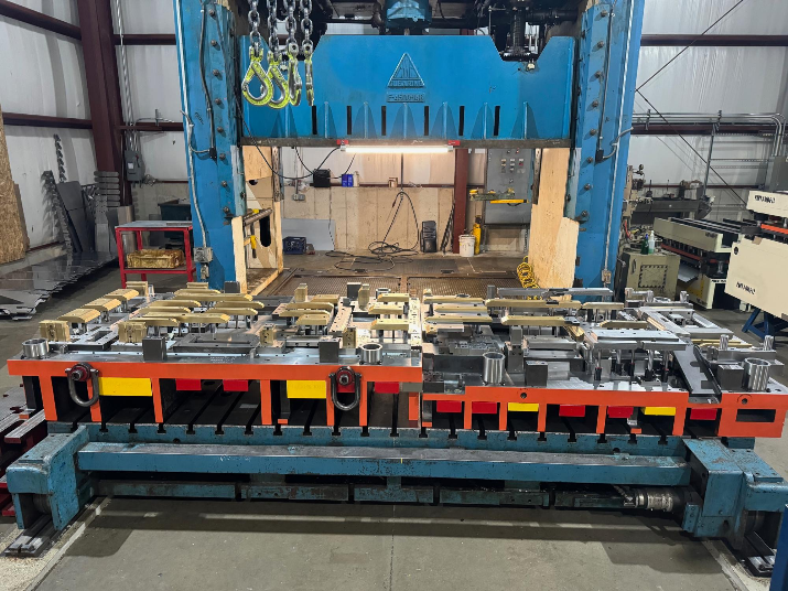 Large stamping die in the press